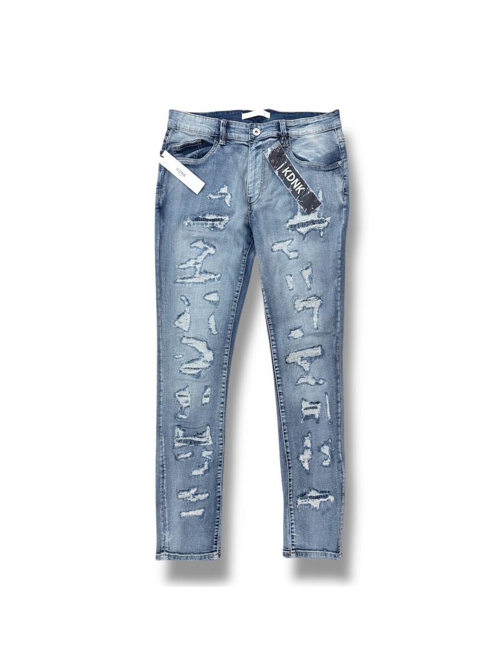 Kdnk Mens Rip & Repair Skinny Jeans Blue Size 34